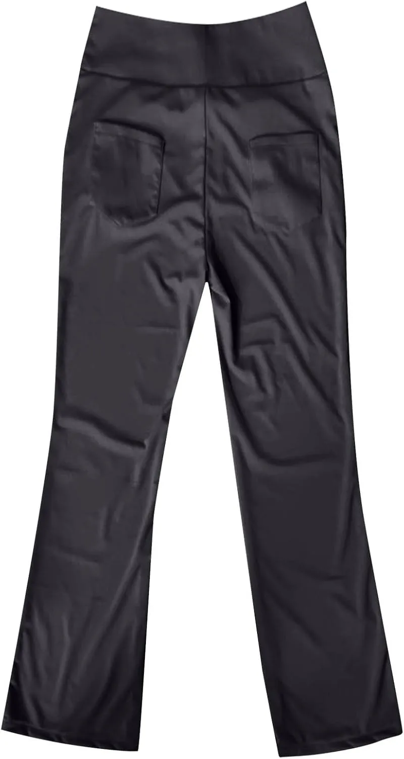Women Yoga Pants High Waist Wide Leg Work Pants Comfy Stretch Lounge Trousers Solid Flare Sweatpants with Pockets