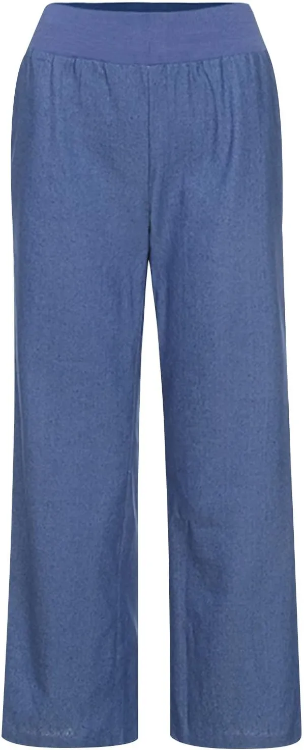 Womens Casual Pant 2024 Summer Trendy High Waist Fake Denim Wide Leg Palazzo Pants Lounge Jeans Trousers with Pocket