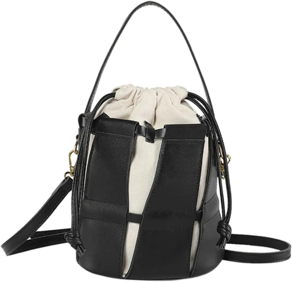 Women's Fashion Top Handle Bucket Bag PU Leather Hollow Out Crossbody Casual Tote Shoulder Bag Simple Handbag Pursebag231OWOISS