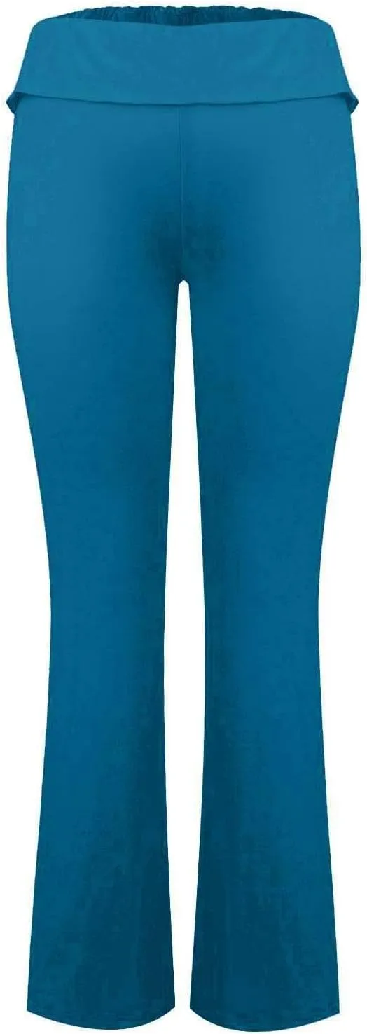 Womens Flare Pants Solid Color Bootcut Yoga Leggings Low Waisted Tummy Control Workout Slacks