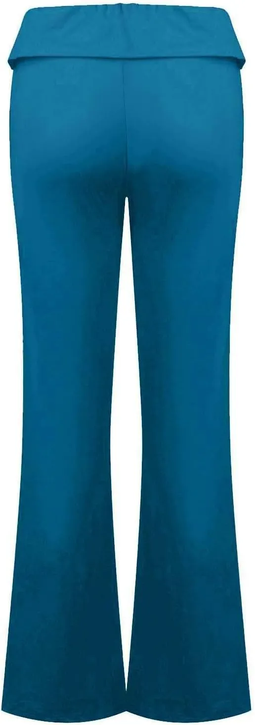 Womens Flare Pants Solid Color Bootcut Yoga Leggings Low Waisted Tummy Control Workout Slacks