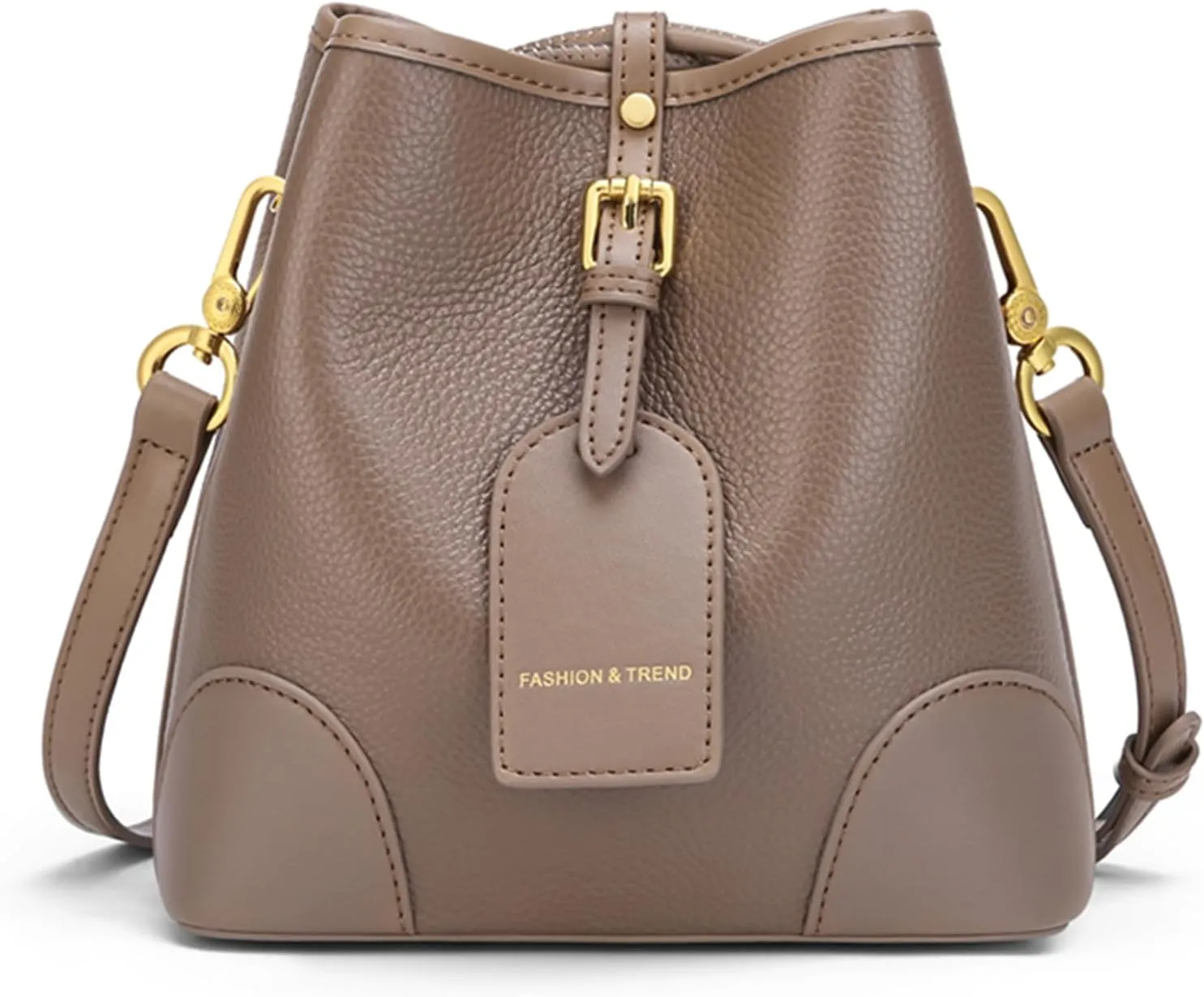 Women's Genuine Leather Bucket Bag Fashion Large Capacity Drawstring Handbags Ladies Daily Casual Mom Shoulder Satchelbag1413OWOISS