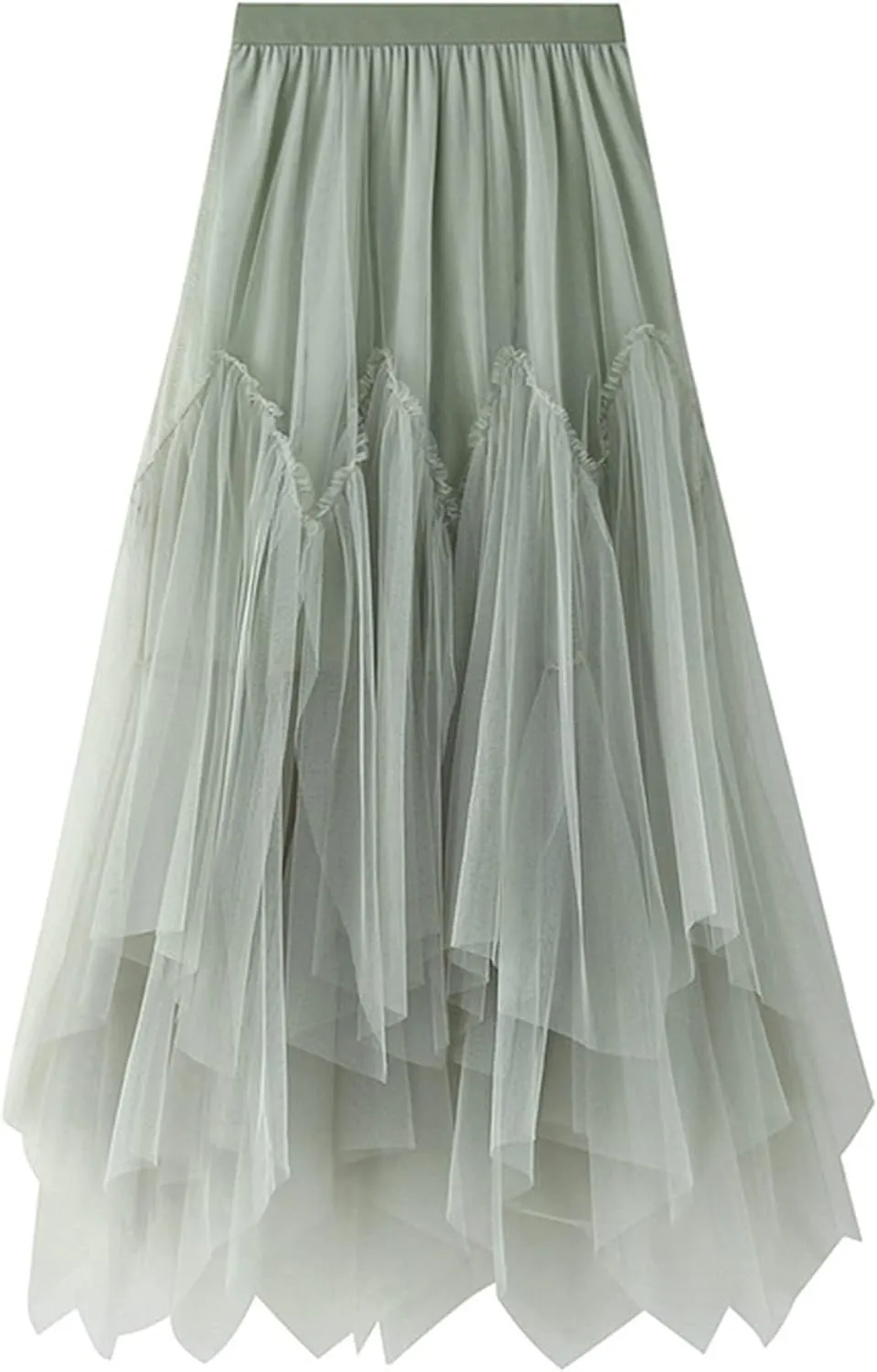 Women's Layered Midi Skirt,Fairy Elastic Waist A Line Tutu Tulle Skirt Princess Petticoat