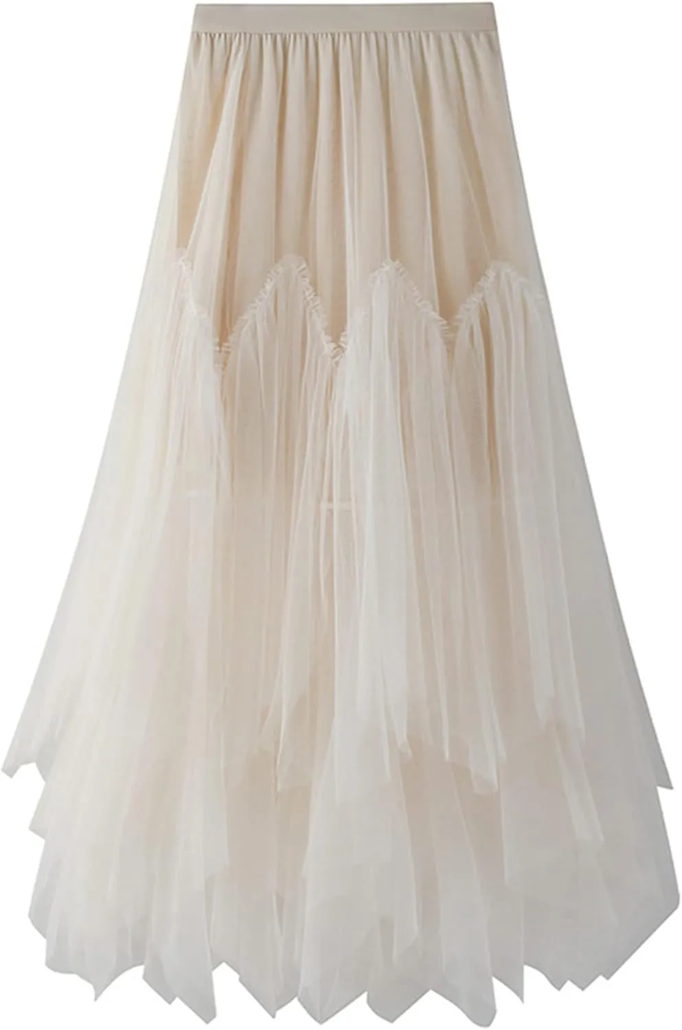 Women's Layered Midi Skirt,Fairy Elastic Waist A Line Tutu Tulle Skirt Princess Petticoat