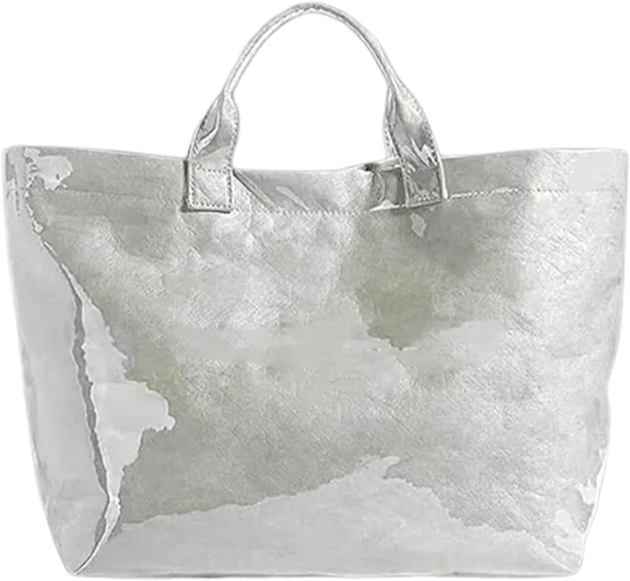 Womens Letters Print Tote Bag, PVC Waterproof Kraft Paper HandbagsFashion Retro Tote Bag