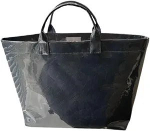 Womens Letters Print Tote Bag, PVC Waterproof Kraft Paper HandbagsFashion Retro Tote Bag