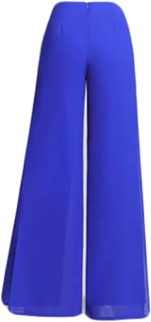 Women's Long Pants Summer Wide Leg Pants High Waist Double Layered Split Chiffon Long Pants Loose Dance Pants