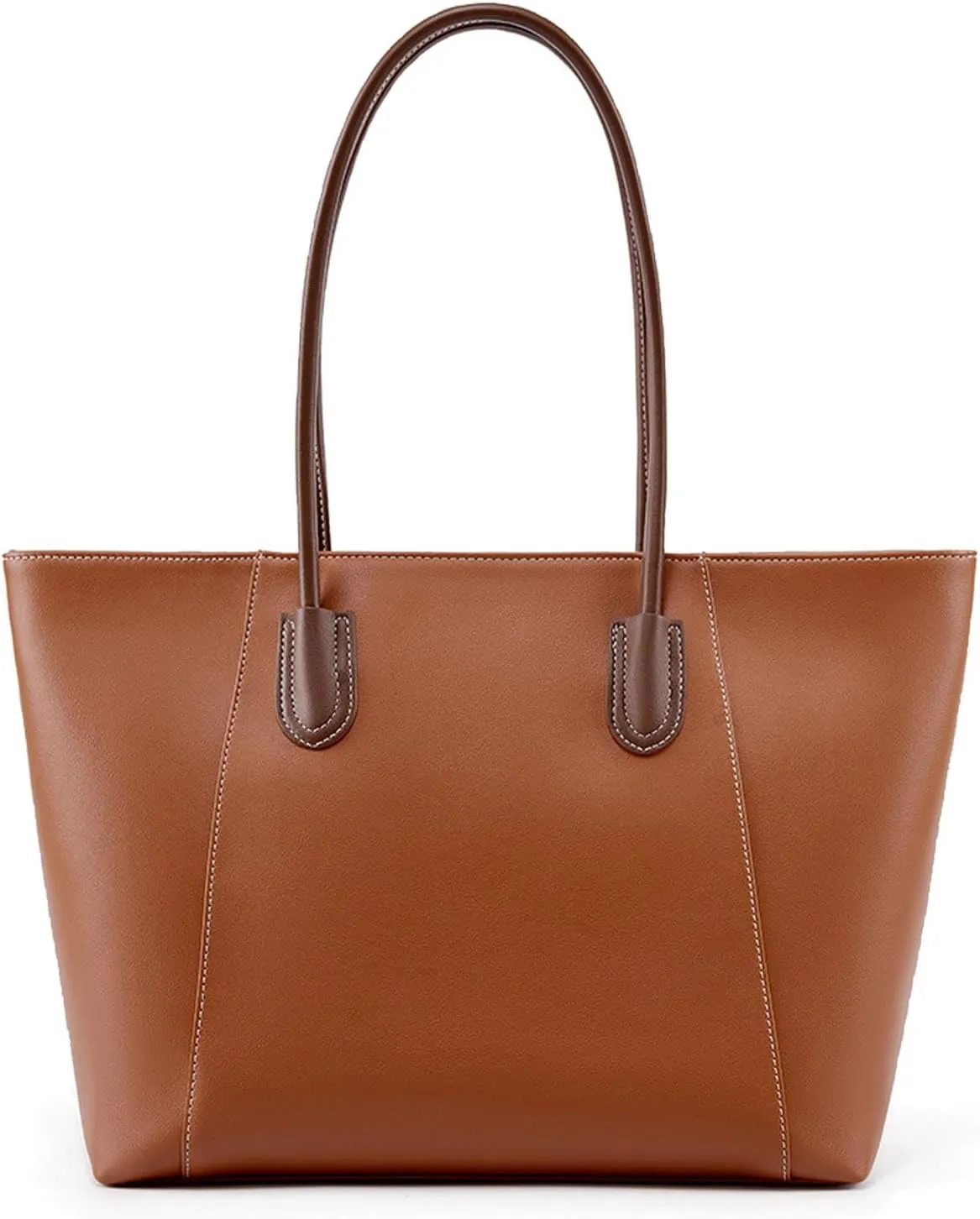 Womens Modern Tote Bag, Ladies Large Handbag, Genuine Leather Shoulder Bag, Clean Top-handle Handbag with Zipper