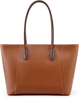 Womens Modern Tote Bag, Ladies Large Handbag, Genuine Leather Shoulder Bag, Clean Top-handle Handbag with Zipper