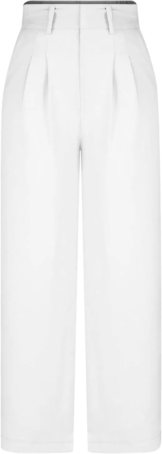 Women's Pants Casual High Waist Trousers Fashion Wide Leg Solid Flared Pants Stretchy Work Pants with Pockets