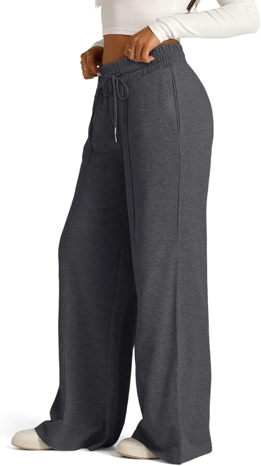 Women's Pants, High Waisted Straight Leg Linen Pants Wide Summer Sweatpants Palazzo