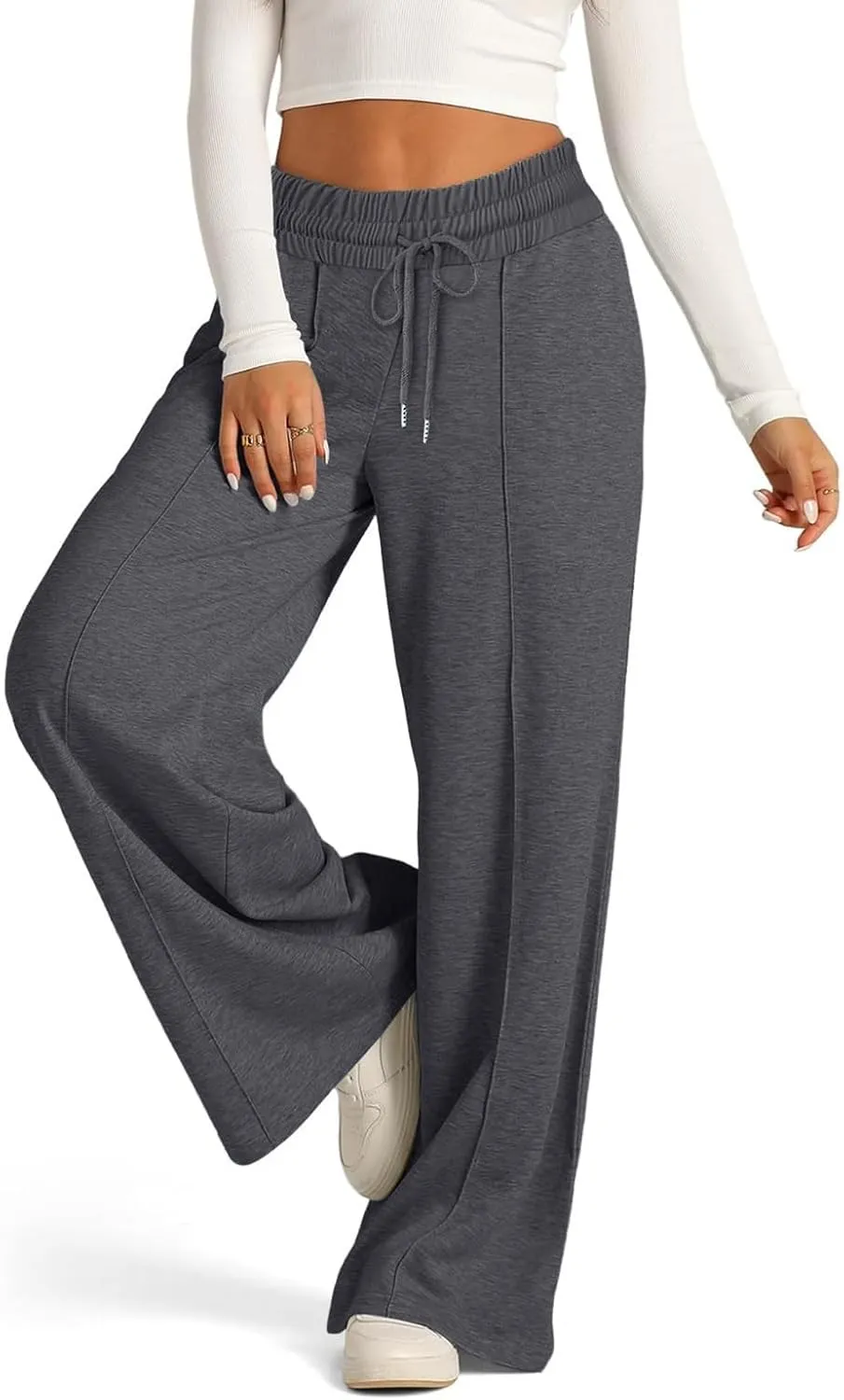 Women's Pants, High Waisted Straight Leg Linen Pants Wide Summer Sweatpants Palazzo