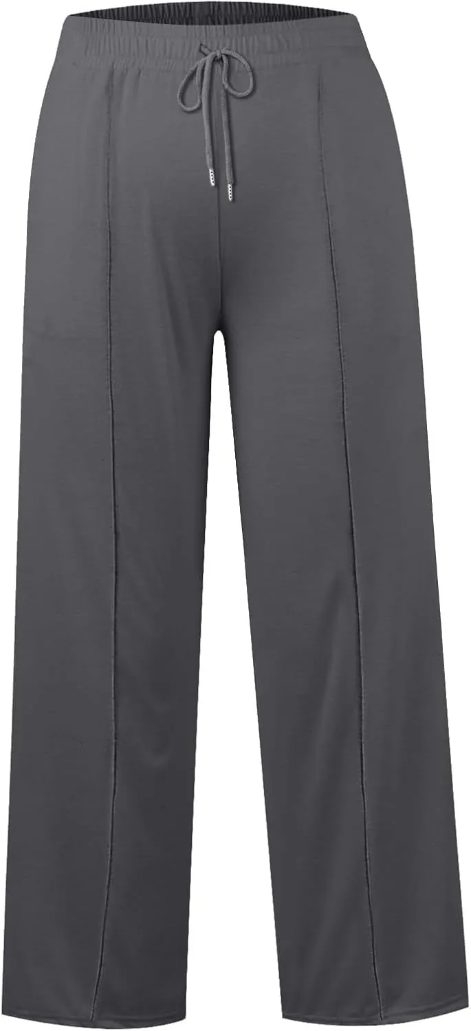 Women's Pants, High Waisted Straight Leg Linen Pants Wide Summer Sweatpants Palazzo