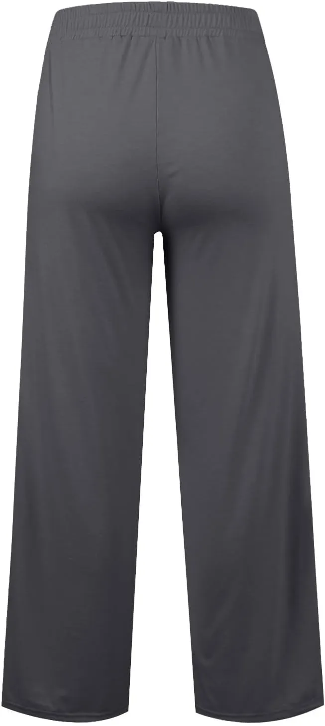 Women's Pants, High Waisted Straight Leg Linen Pants Wide Summer Sweatpants Palazzo