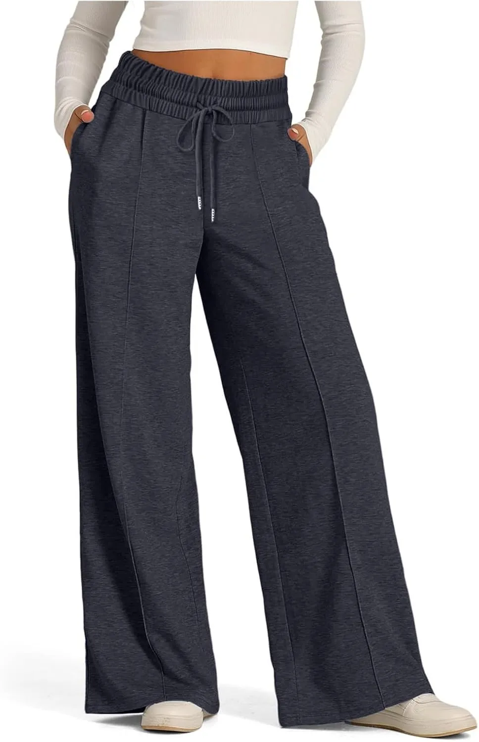 Women's Pants, Linen Pants Summer High Waisted Straight Leg Wide Lightweight Loose