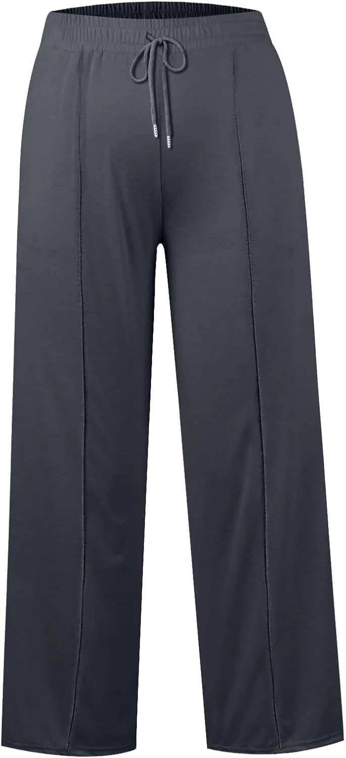 Women's Pants, Linen Pants Summer High Waisted Straight Leg Wide Lightweight Loose