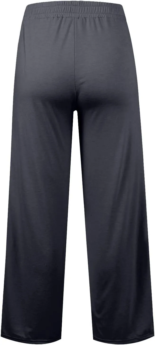 Women's Pants, Linen Pants Summer High Waisted Straight Leg Wide Lightweight Loose