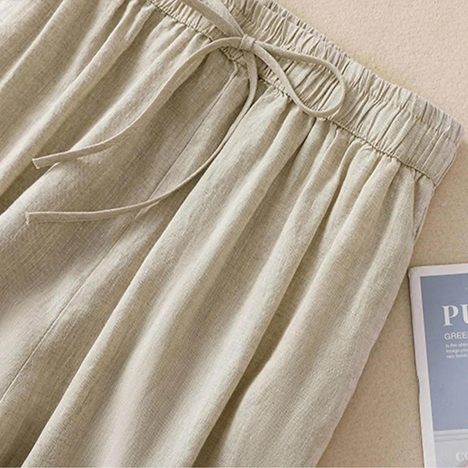Women's Pants, Plus Size Linen Peasant Pants Casual Straight Leg 2025 Side