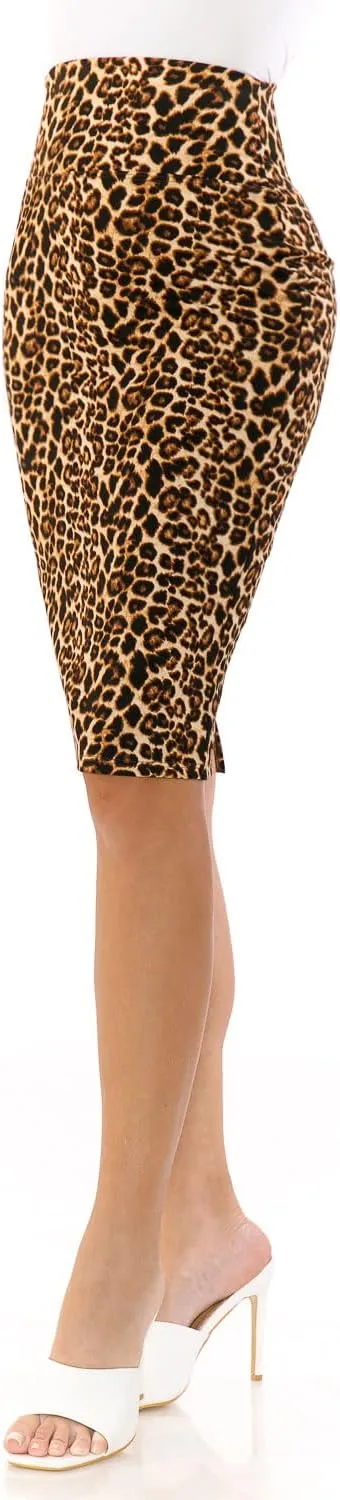 Women's Premium High Waist Nylon Ponte Stretch Office Pencil Skirt
