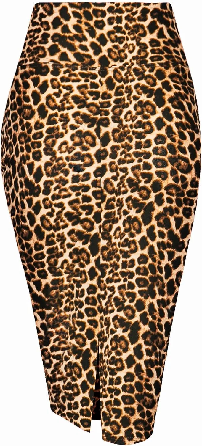 Women's Premium High Waist Nylon Ponte Stretch Office Pencil Skirt