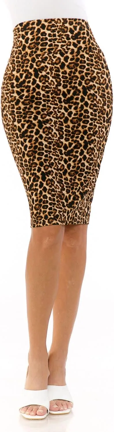 Women's Premium High Waist Nylon Ponte Stretch Office Pencil Skirt