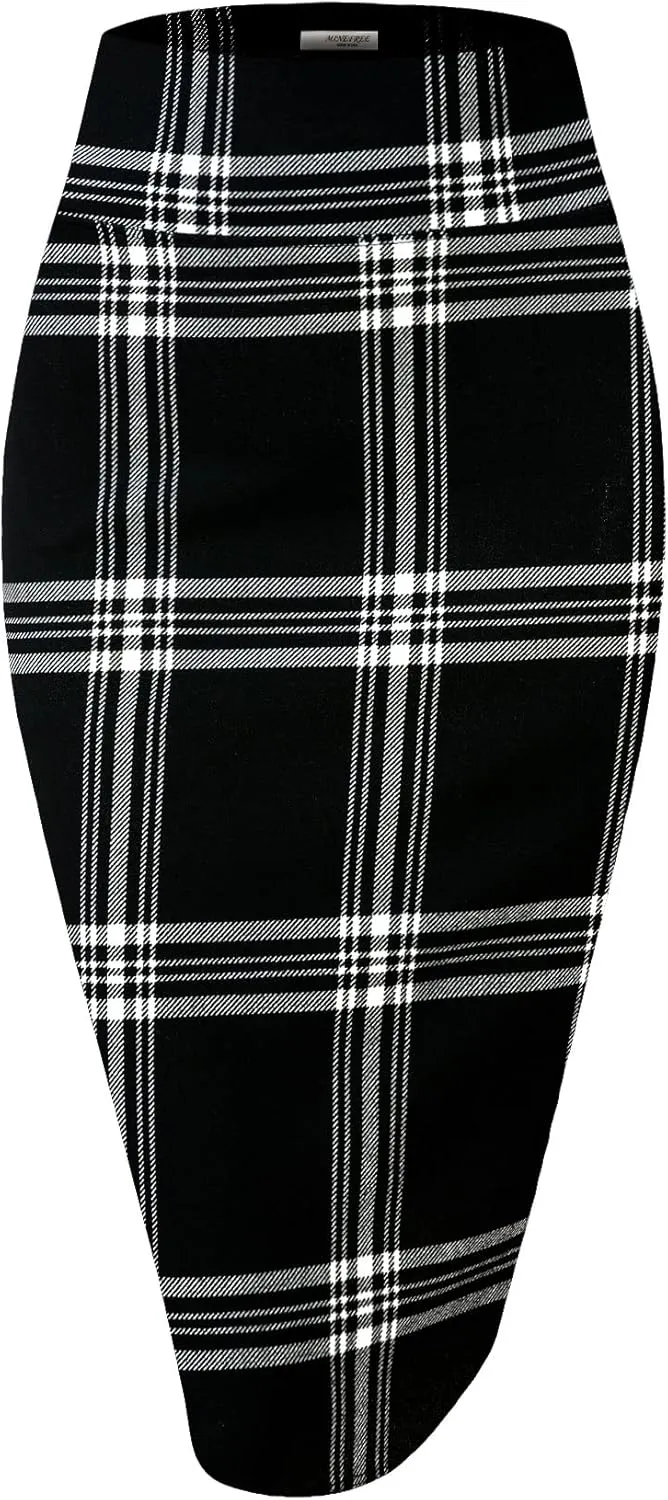 Women's Premium High Waist Nylon Ponte Stretch Office Pencil Skirt