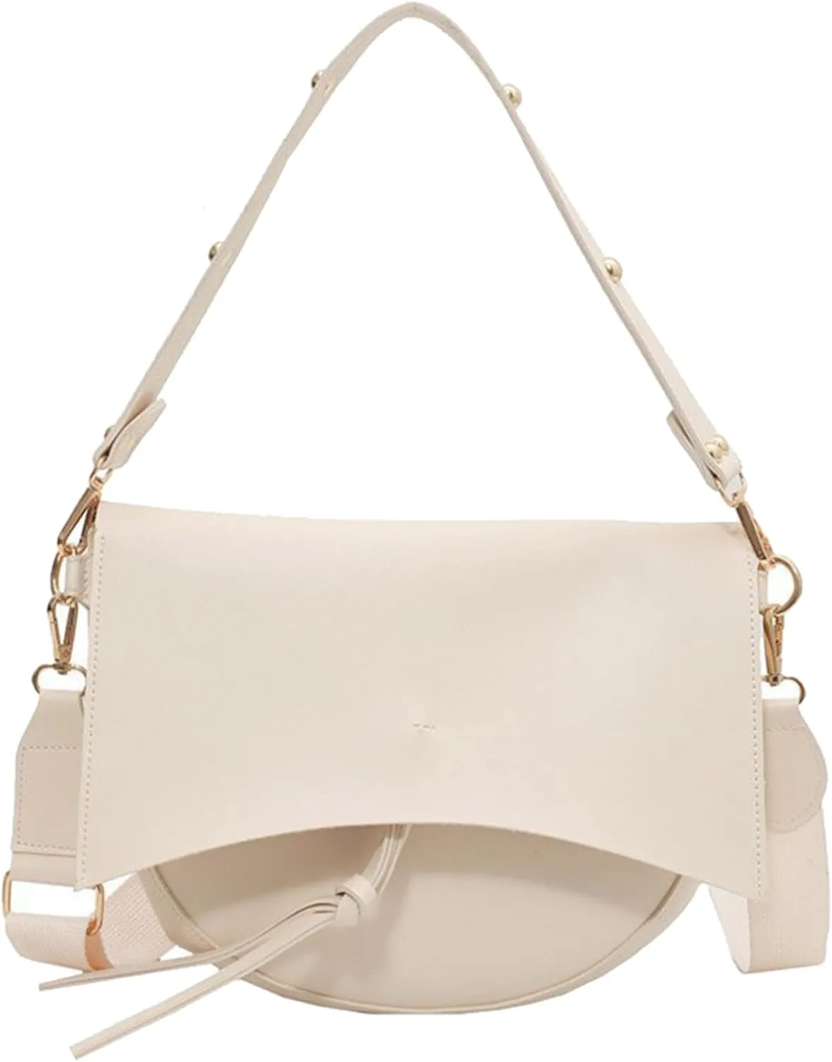 Women's PU Leather Crossbody Bag Wide Strap Satchel Shoulder Bag Large Saddle Flap Tote Designer Handbag and Pursebag1837OWOISS