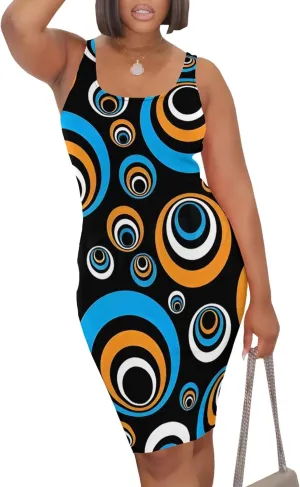 Women's Sexy Bodycon Tank Top Dress Floral Print Summer Beach Boho Sundress Sleeveless Basic Pencil Midi Club Dresses