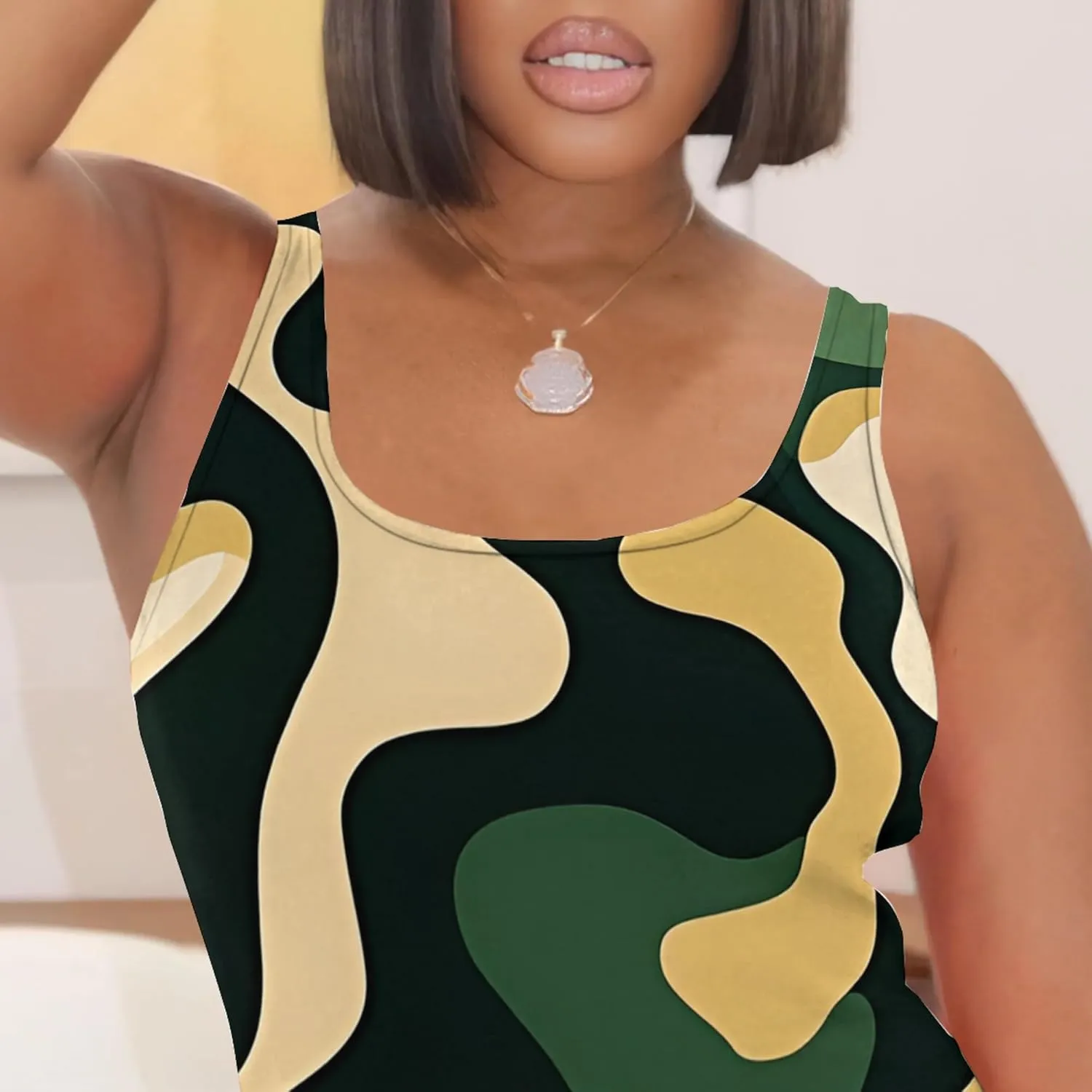 Women's Sexy Bodycon Tank Top Dress Floral Print Summer Beach Boho Sundress Sleeveless Basic Pencil Midi Club Dresses