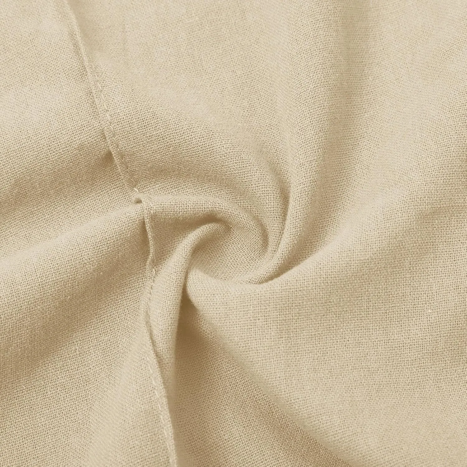 Women's Solid Cotton Linen Straight Pants Drawstring Loose Fit Summer Pants Wide Leg Trousers with Side Pockets for Causal