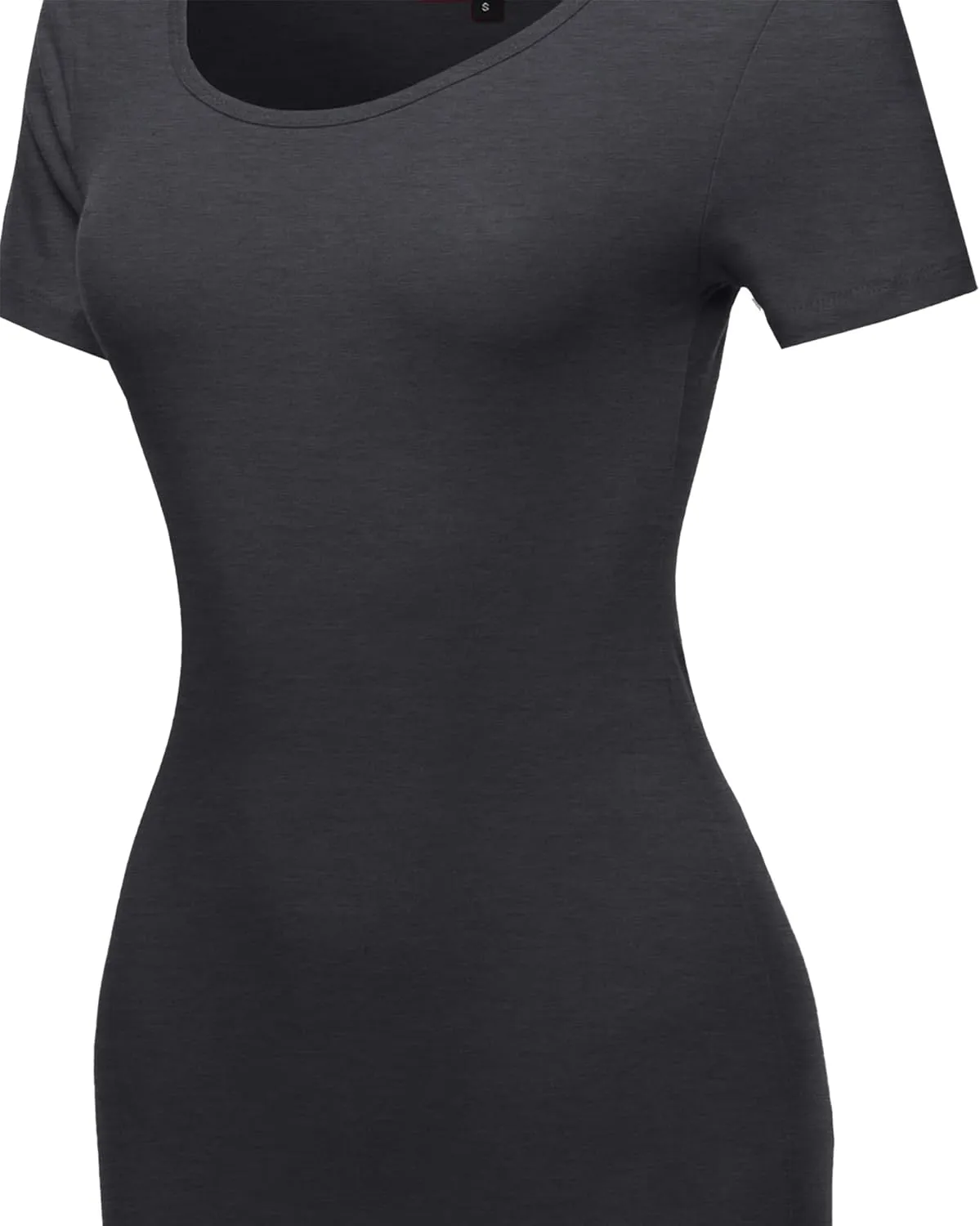 Women's Solid Fitted Classic Short Sleeve Premium Cotton Midi Dress