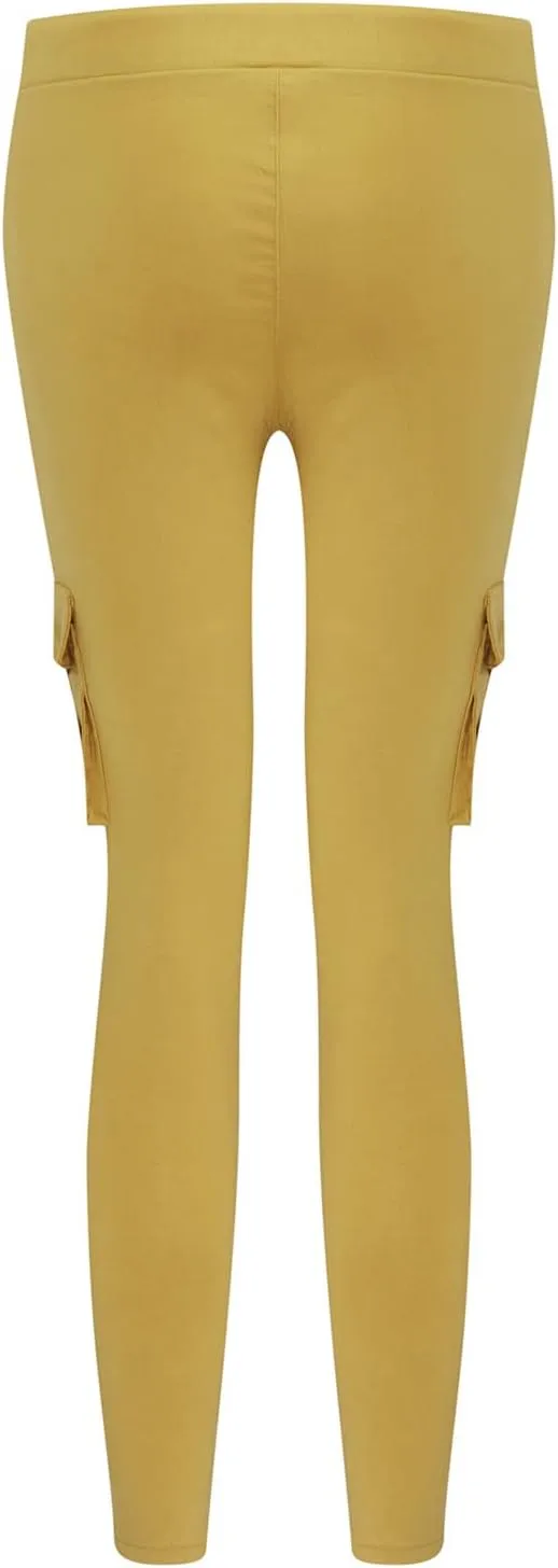 Women's Stretch Skinny Cargo Pants Casual High Waist Drawstring Cargo Joggers Butt Lift Pencil Trousers with Pockets