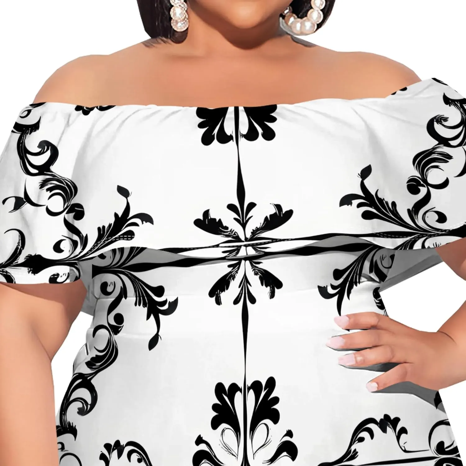 Women's Summer Fall Dresses 2024 Boho Floral Off Shoulder Wrap Layer Ruffle Short Sleeve Casual A-Line Mini Dress