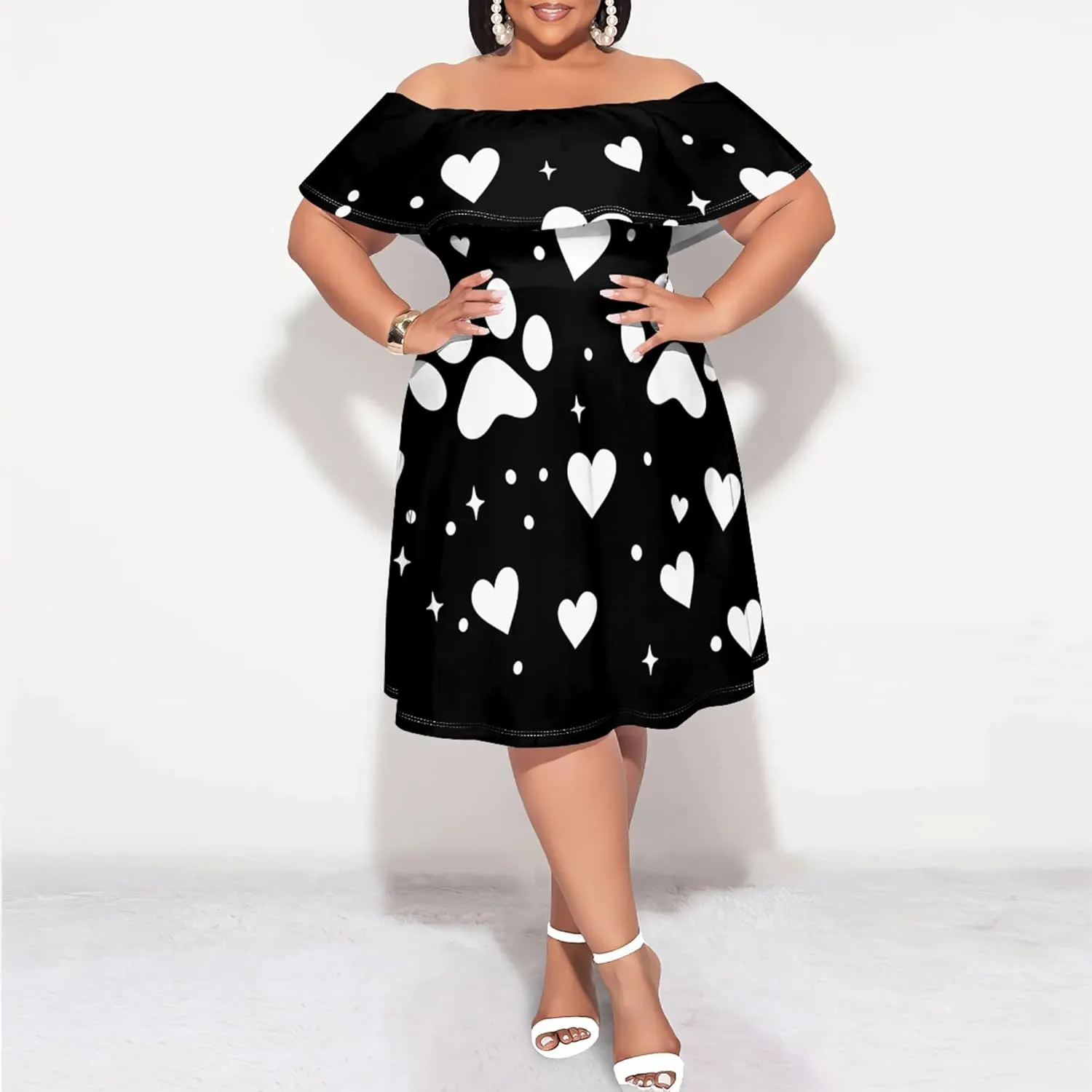 Women's Summer Fall Dresses 2024 Boho Floral Off Shoulder Wrap Layer Ruffle Short Sleeve Casual A-Line Mini Dress