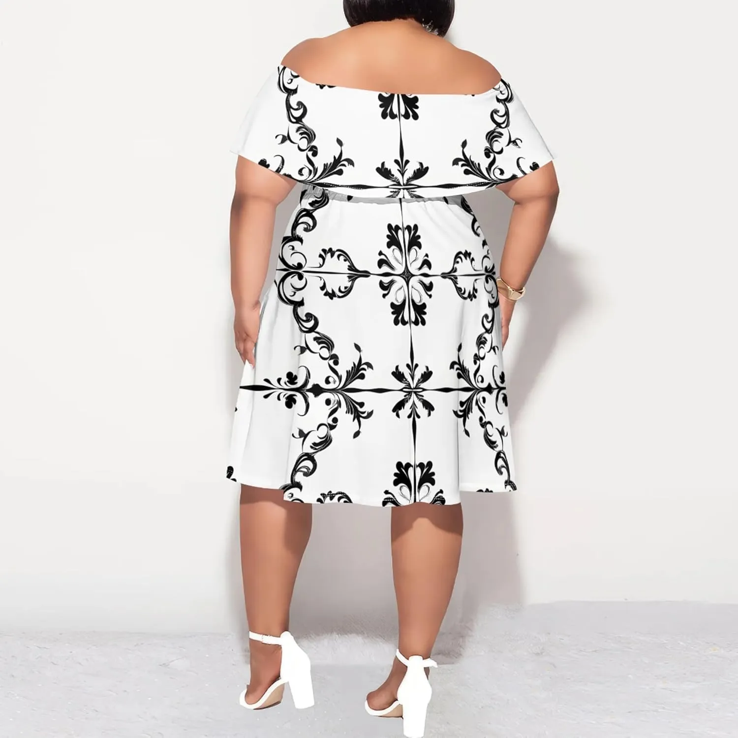 Women's Summer Fall Dresses 2024 Boho Floral Off Shoulder Wrap Layer Ruffle Short Sleeve Casual A-Line Mini Dress