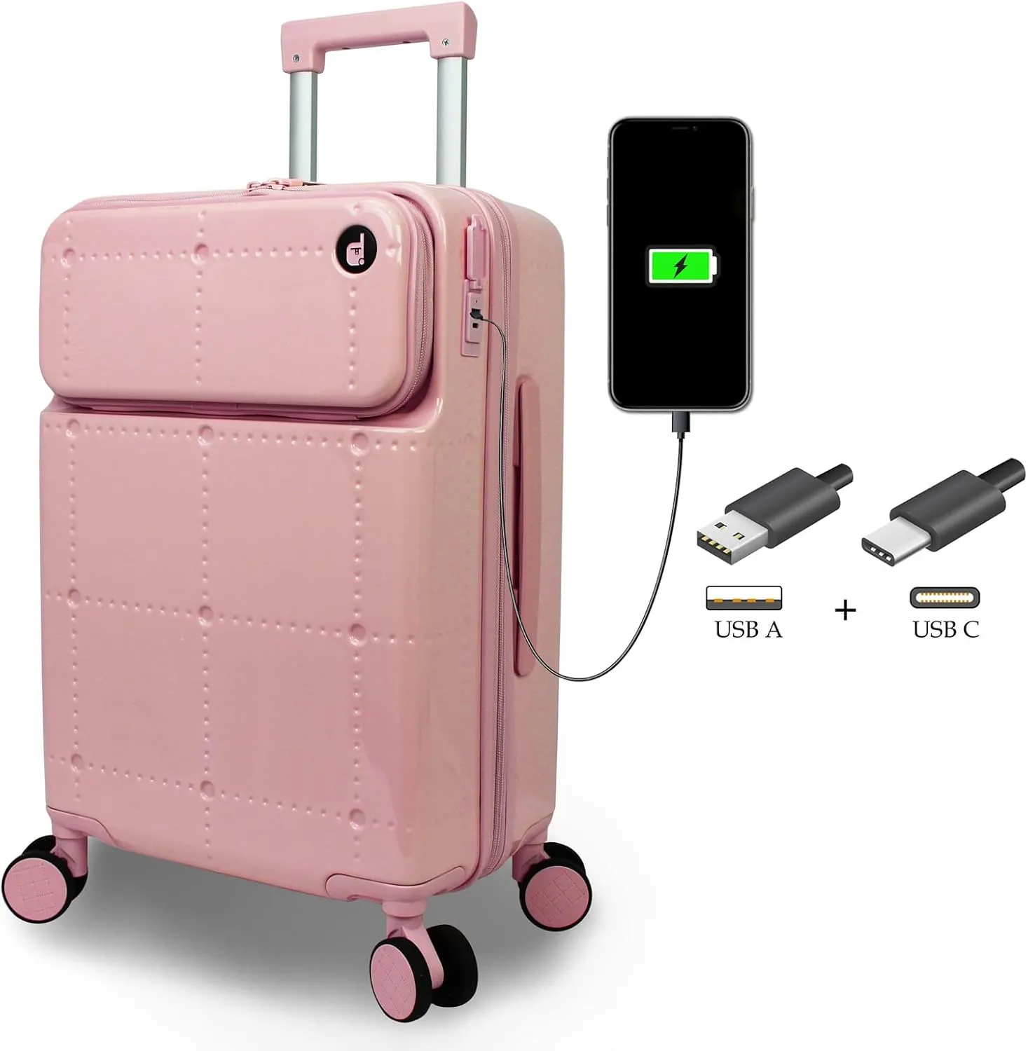 World Traveler Dejuno Smart Luggage with USB Ports, Pink, Carry-On 20-Inch