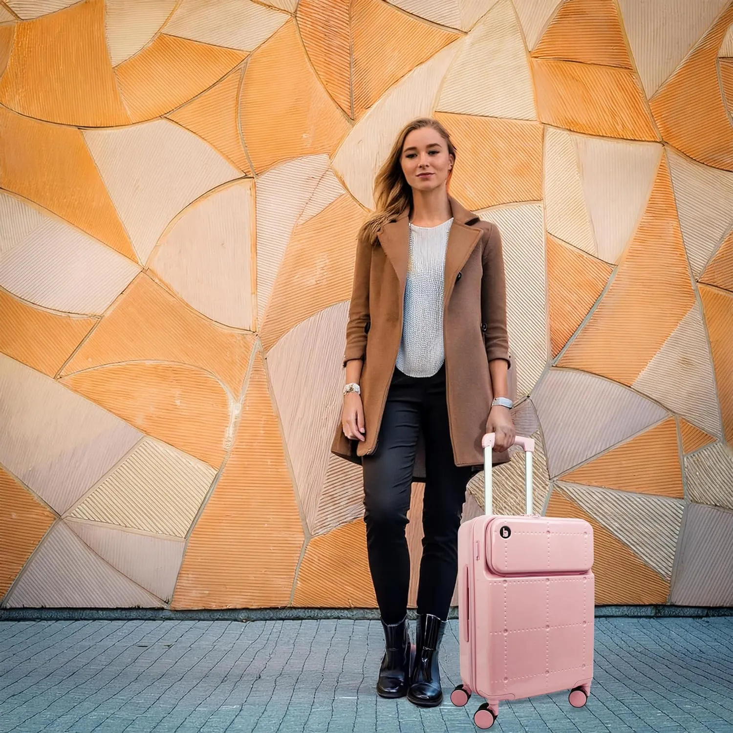World Traveler Dejuno Smart Luggage with USB Ports, Pink, Carry-On 20-Inch