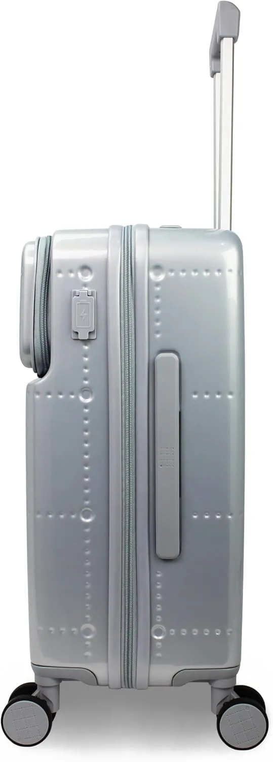 World Traveler Dejuno Smart Luggage with USB Ports, Silver, Carry-On 20-Inch