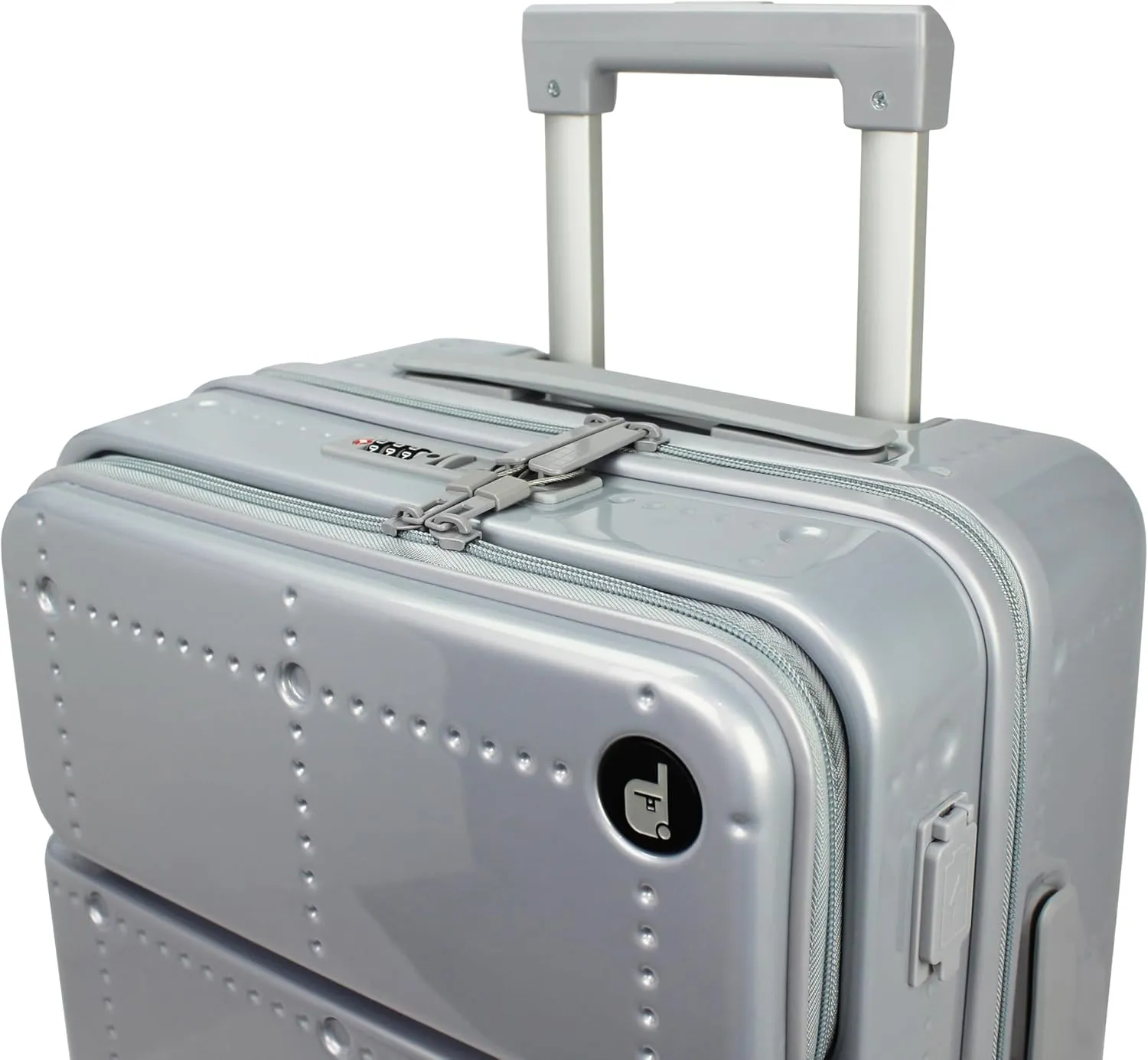 World Traveler Dejuno Smart Luggage with USB Ports, Silver, Carry-On 20-Inch
