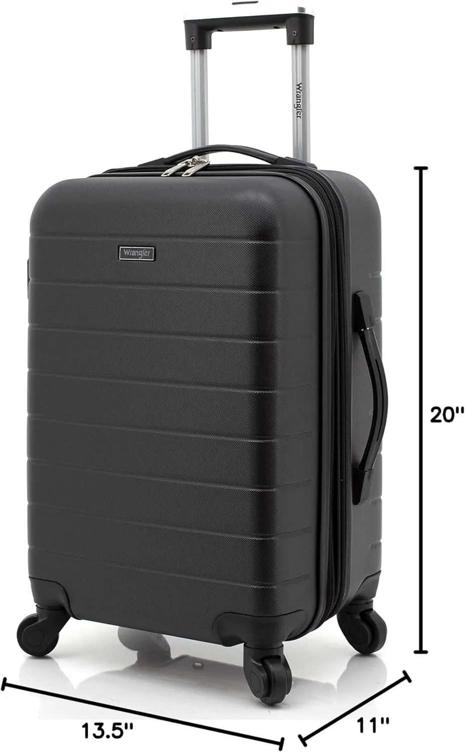 Wrangler Smart Luggage Set with Cup Holder and USB Port, Black, 20-Inch Carry-On