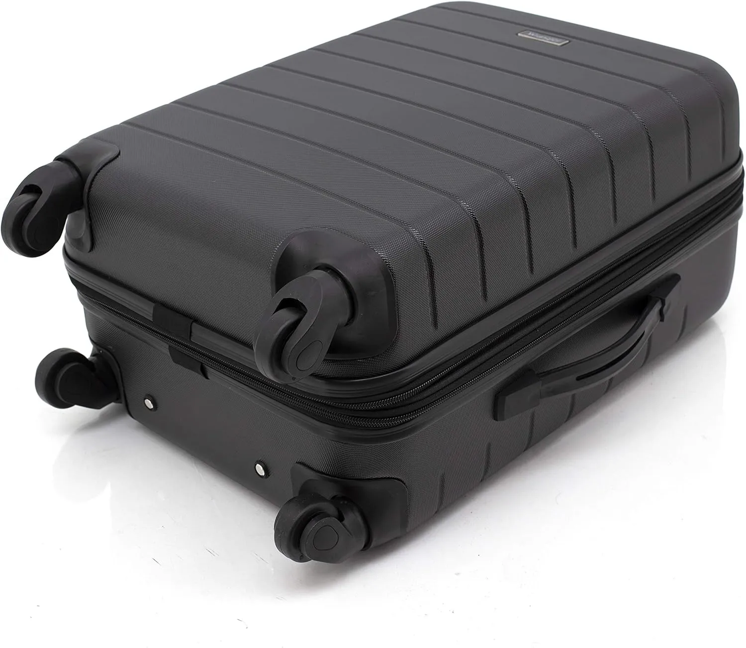 Wrangler Smart Luggage Set with Cup Holder and USB Port, Black, 20-Inch Carry-On
