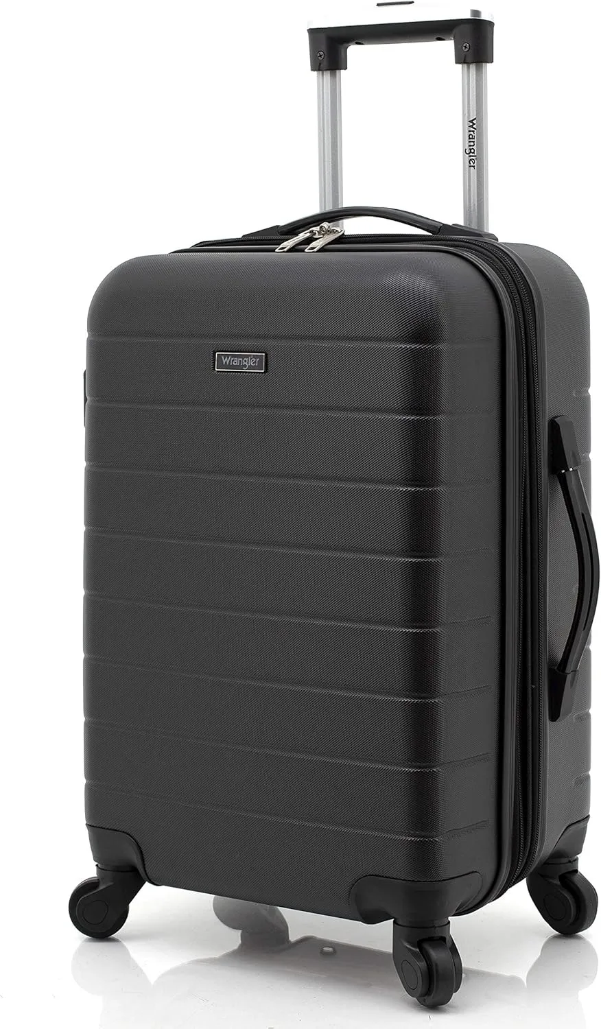 Wrangler Smart Luggage Set with Cup Holder and USB Port, Black, 20-Inch Carry-On