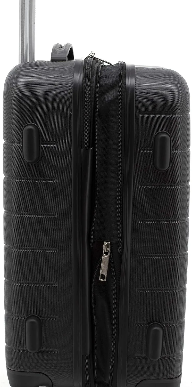 Wrangler Smart Luggage Set with Cup Holder and USB Port, Black, 20-Inch Carry-On