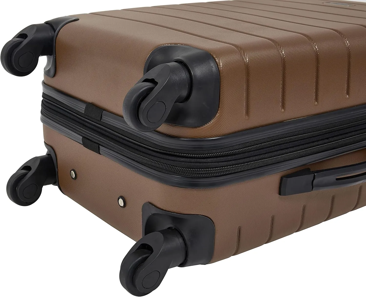 Wrangler Smart Luggage Set with Cup Holder and USB Port, Toffee, 20-Inch Carry-On