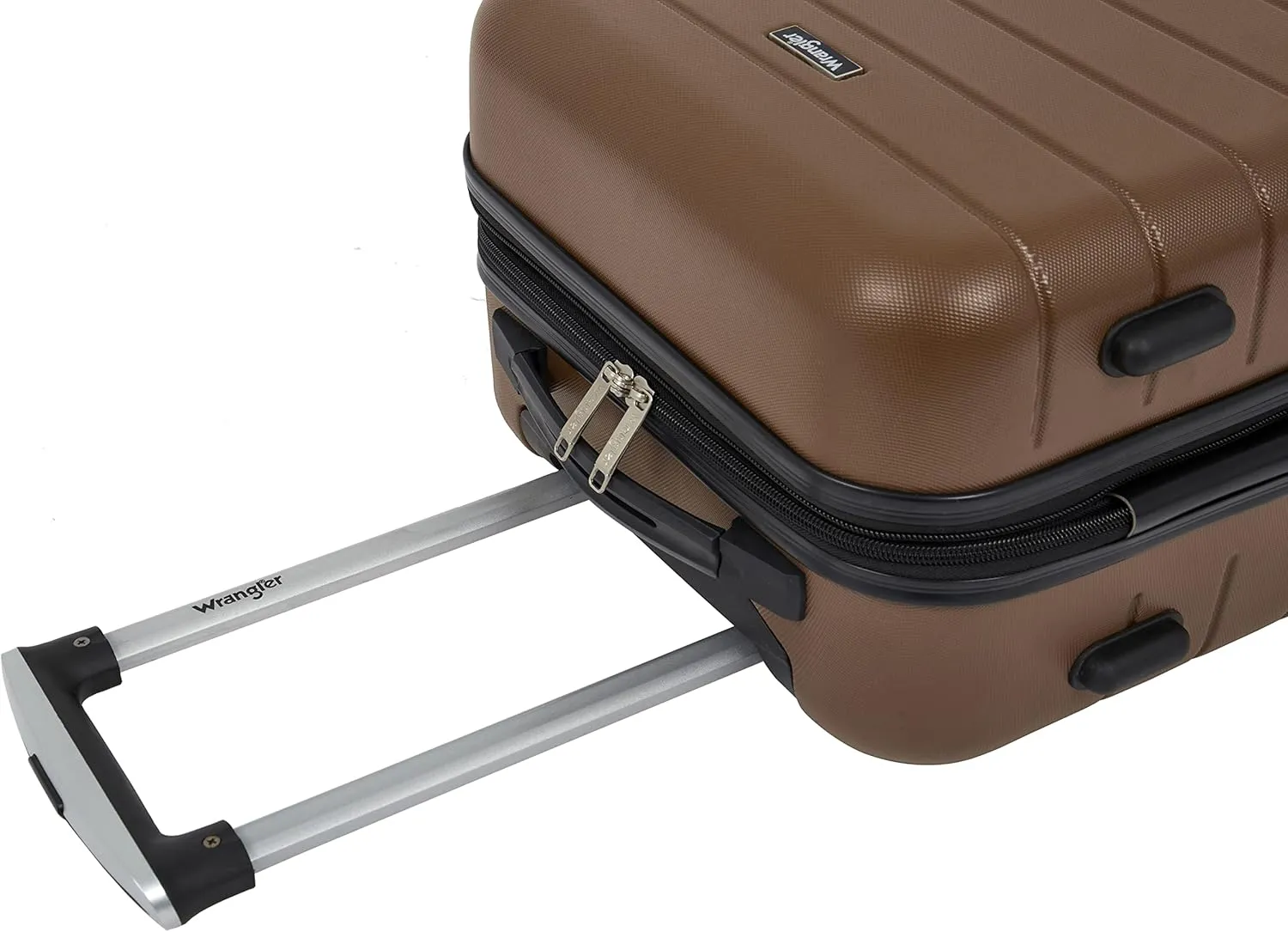 Wrangler Smart Luggage Set with Cup Holder and USB Port, Toffee, 20-Inch Carry-On
