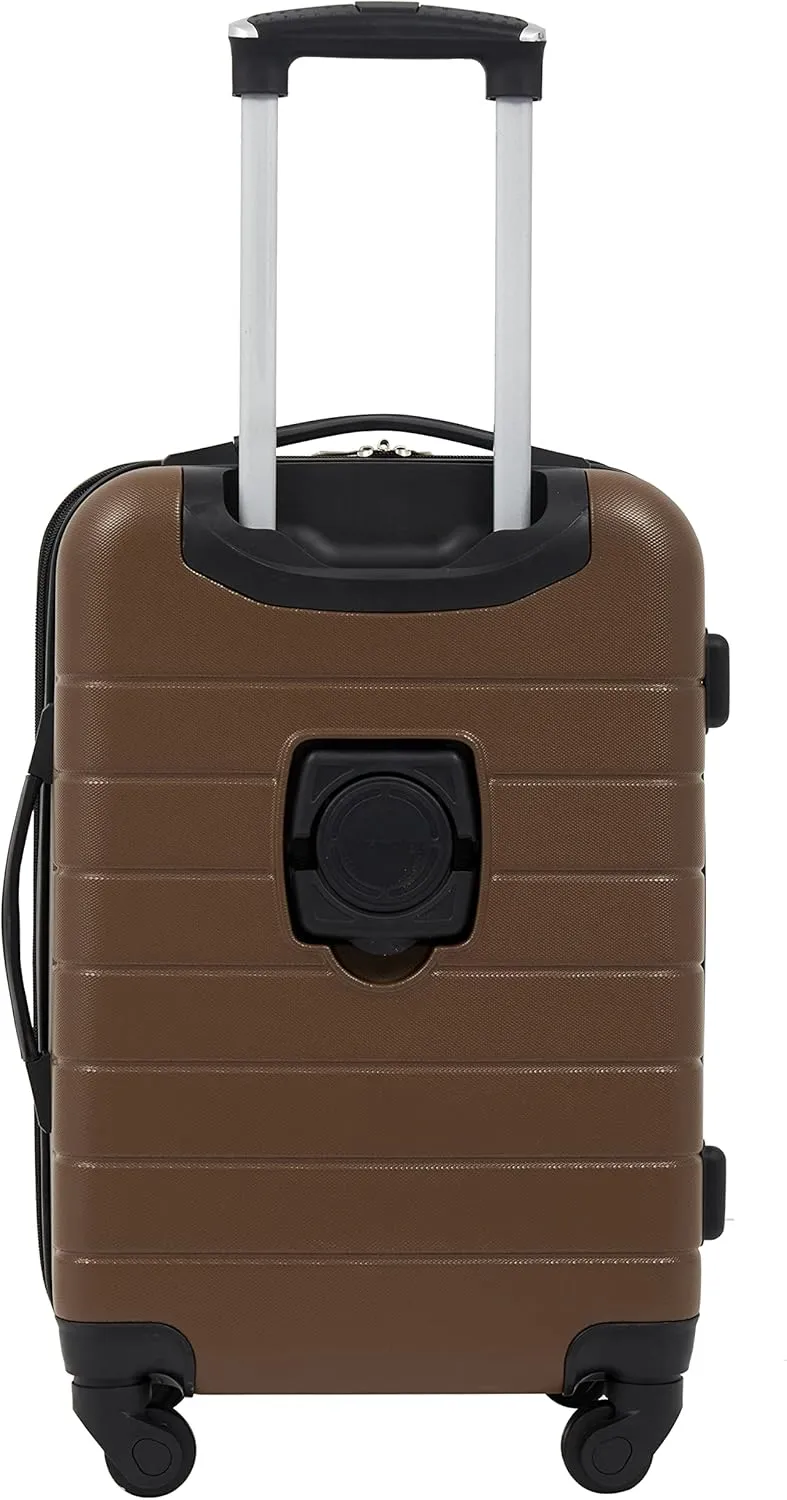 Wrangler Smart Luggage Set with Cup Holder and USB Port, Toffee, 20-Inch Carry-On
