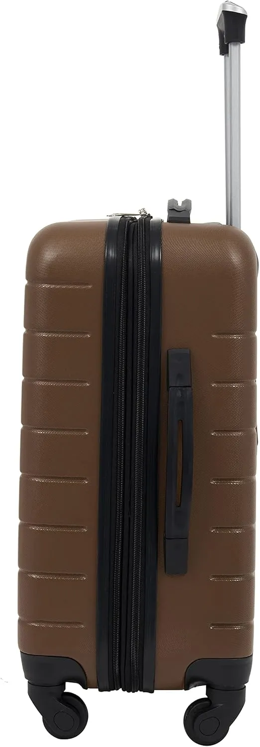 Wrangler Smart Luggage Set with Cup Holder and USB Port, Toffee, 20-Inch Carry-On
