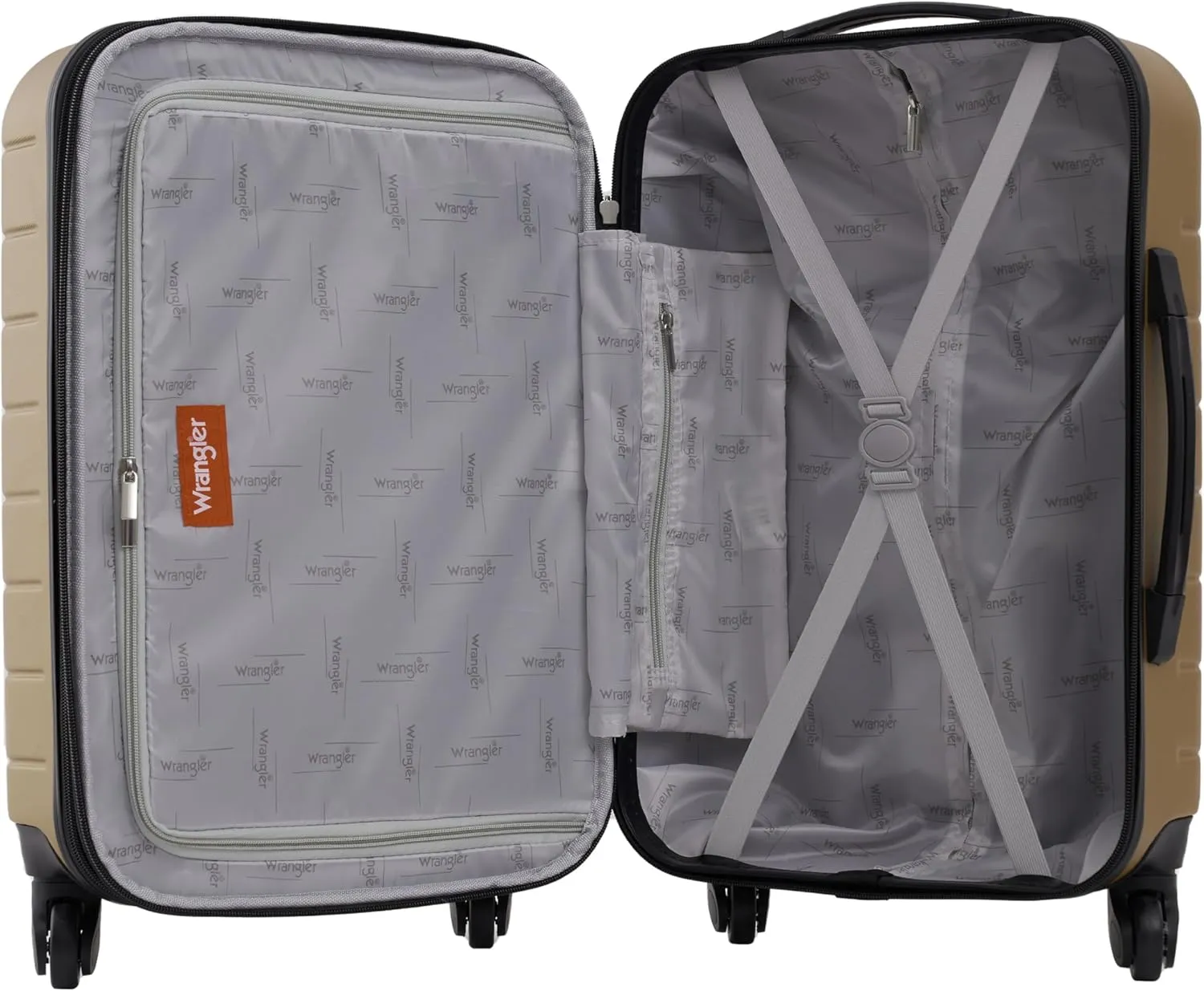 Wrangler Smart Luggage Set with Cup Holder and USB Port, Wood Thrush, 2 Piece
