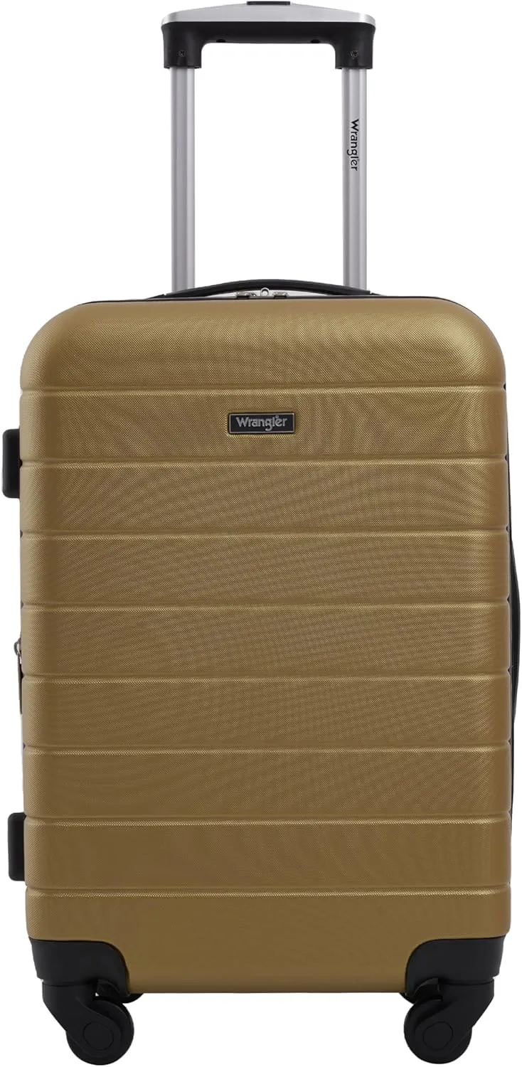 Wrangler Smart Luggage Set with Cup Holder and USB Port, Wood Thrush, 2 Piece