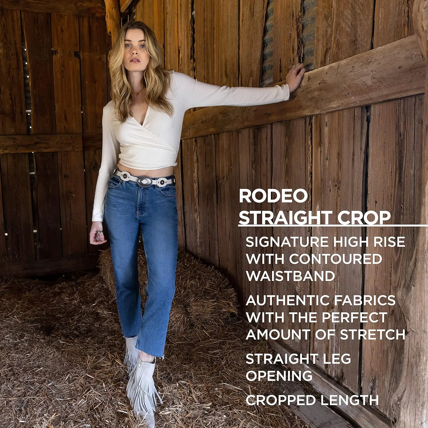 Wrangler Women's High-Rise Rodeo Straight Leg Crop Jean